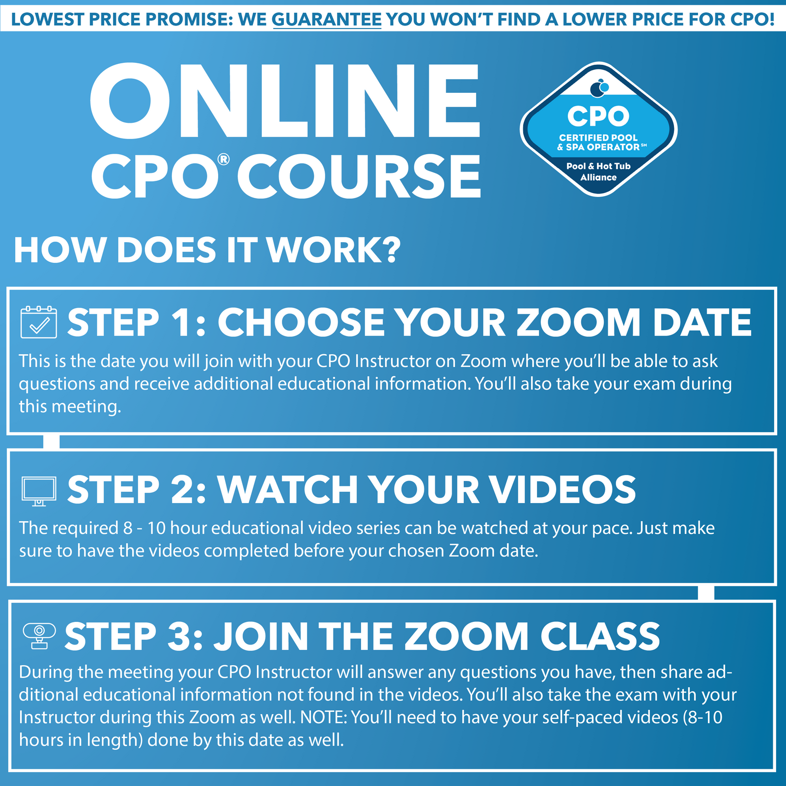 Online CPO Certification for the Lowest Price Available to swimming pool operators